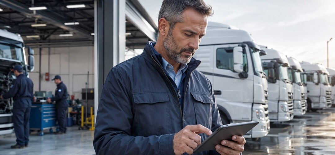 Fleet operator managing truck maintenance for reliable performance