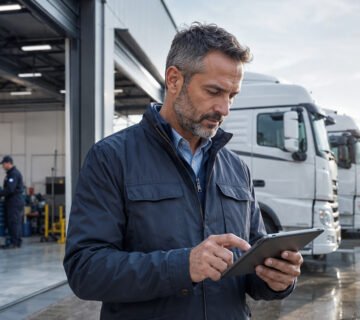Fleet operator managing truck maintenance for reliable performance 