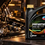 Black bull beside Black Bulls PANAMA 20W 50 engine oil