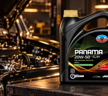 Black bull beside Black Bulls PANAMA 20W 50 engine oil