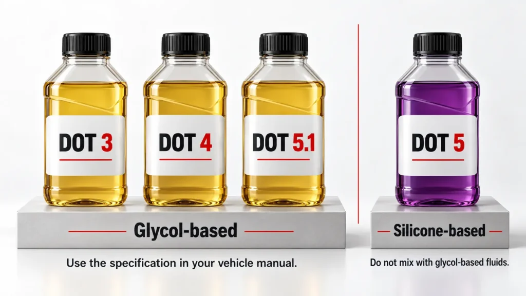 Glycol-based DOT 3, 4 and 5.1 versus silicone-based DOT 5 brake fluid